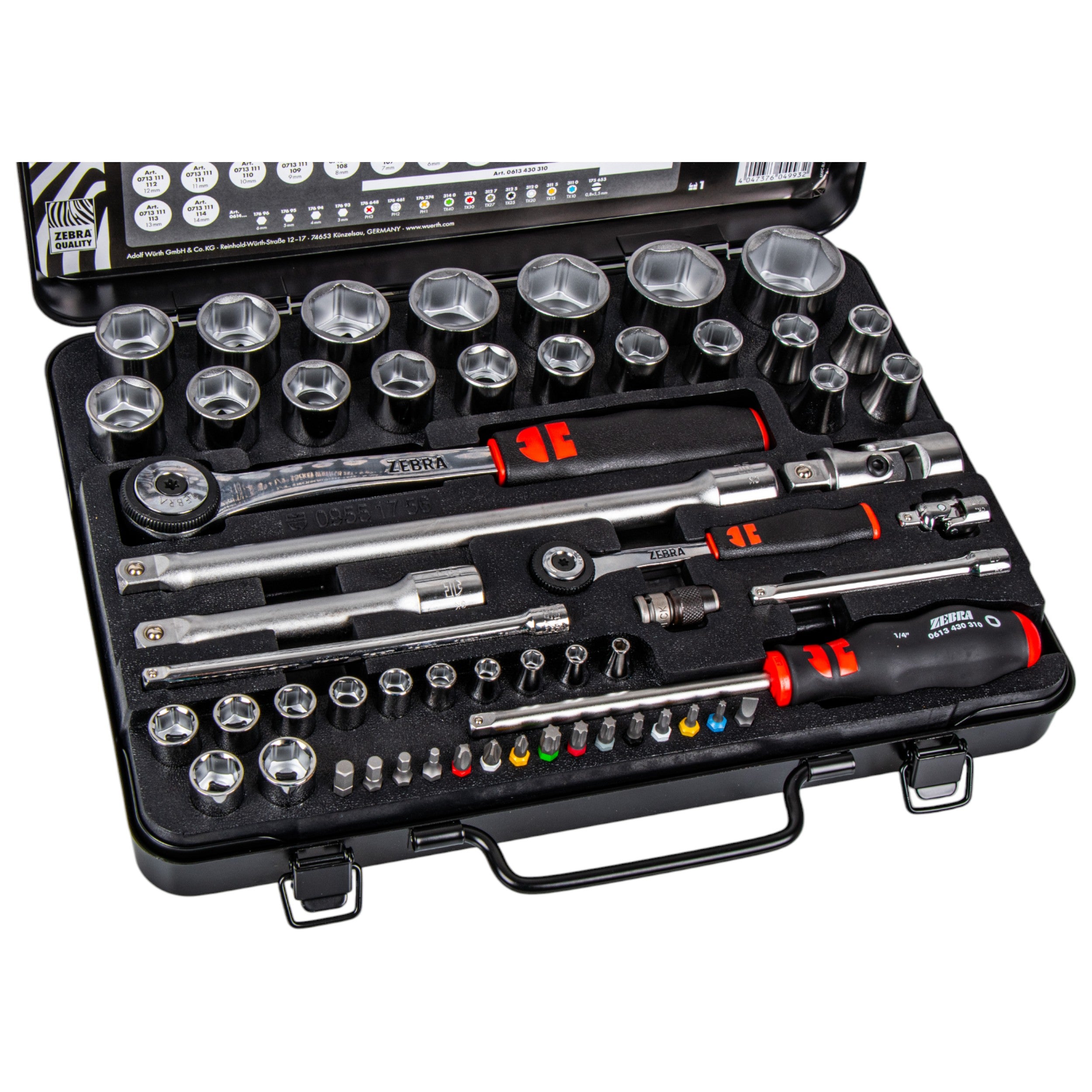 STURDY SOCKET WRENCH SET 1/4" + 1/2" Wurth Zebra 56 pieces Brand Wurth