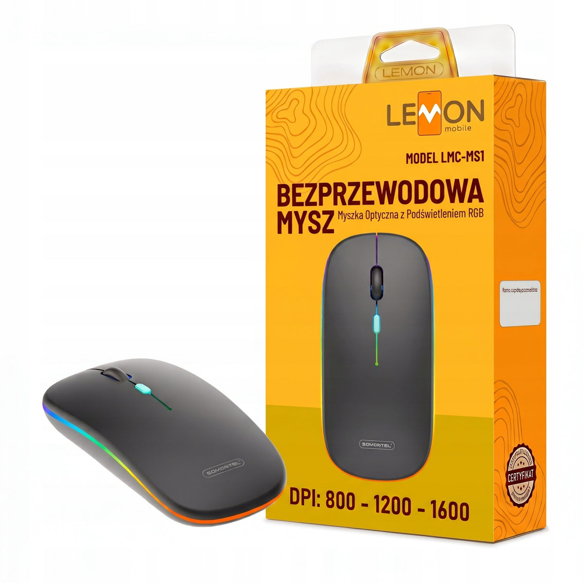 STYLISH COMPUTER MOUSE WIRELESS OPTICAL RGB LED BLACK