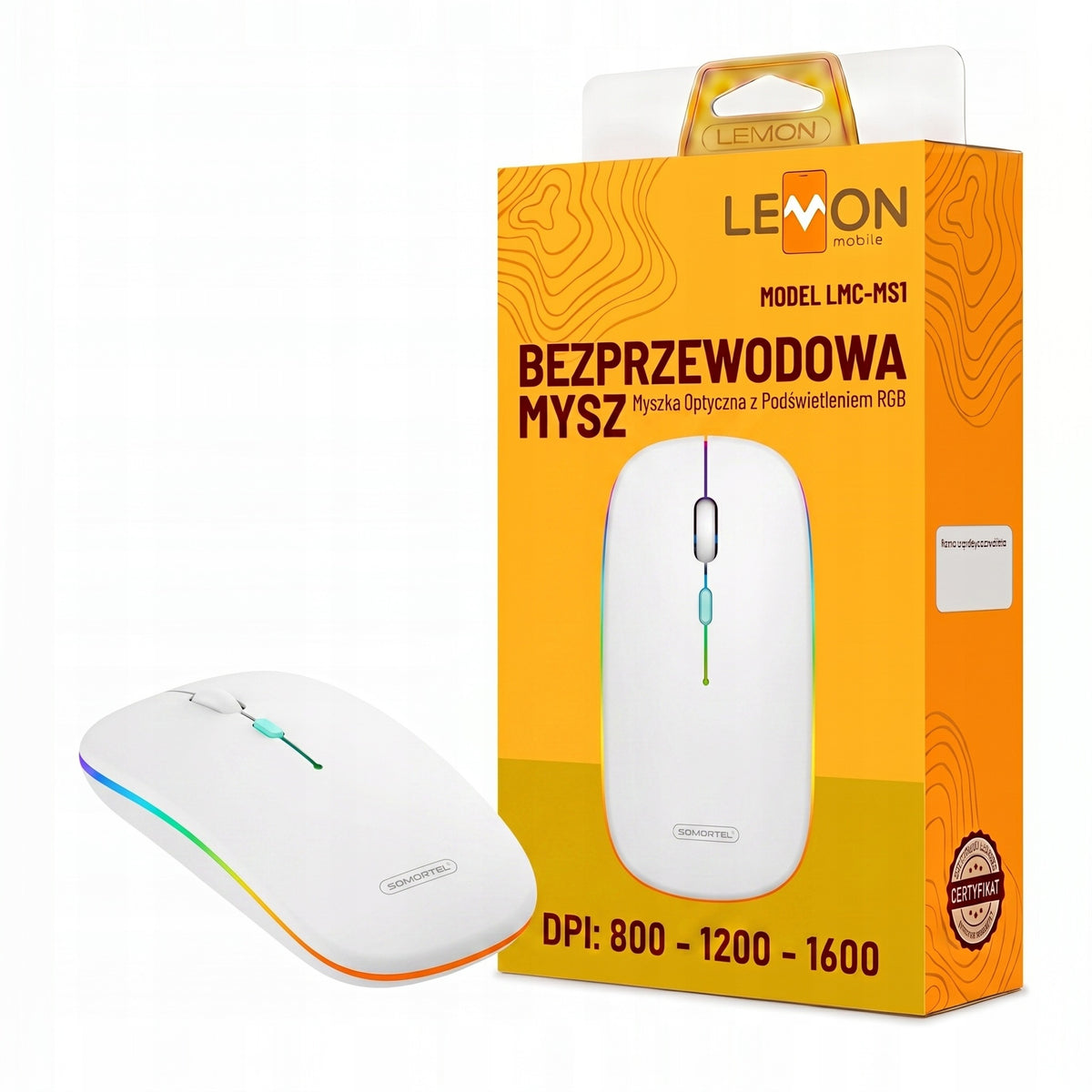 STYLISH COMPUTER MOUSE WIRELESS OPTICAL RGB LED WHITE