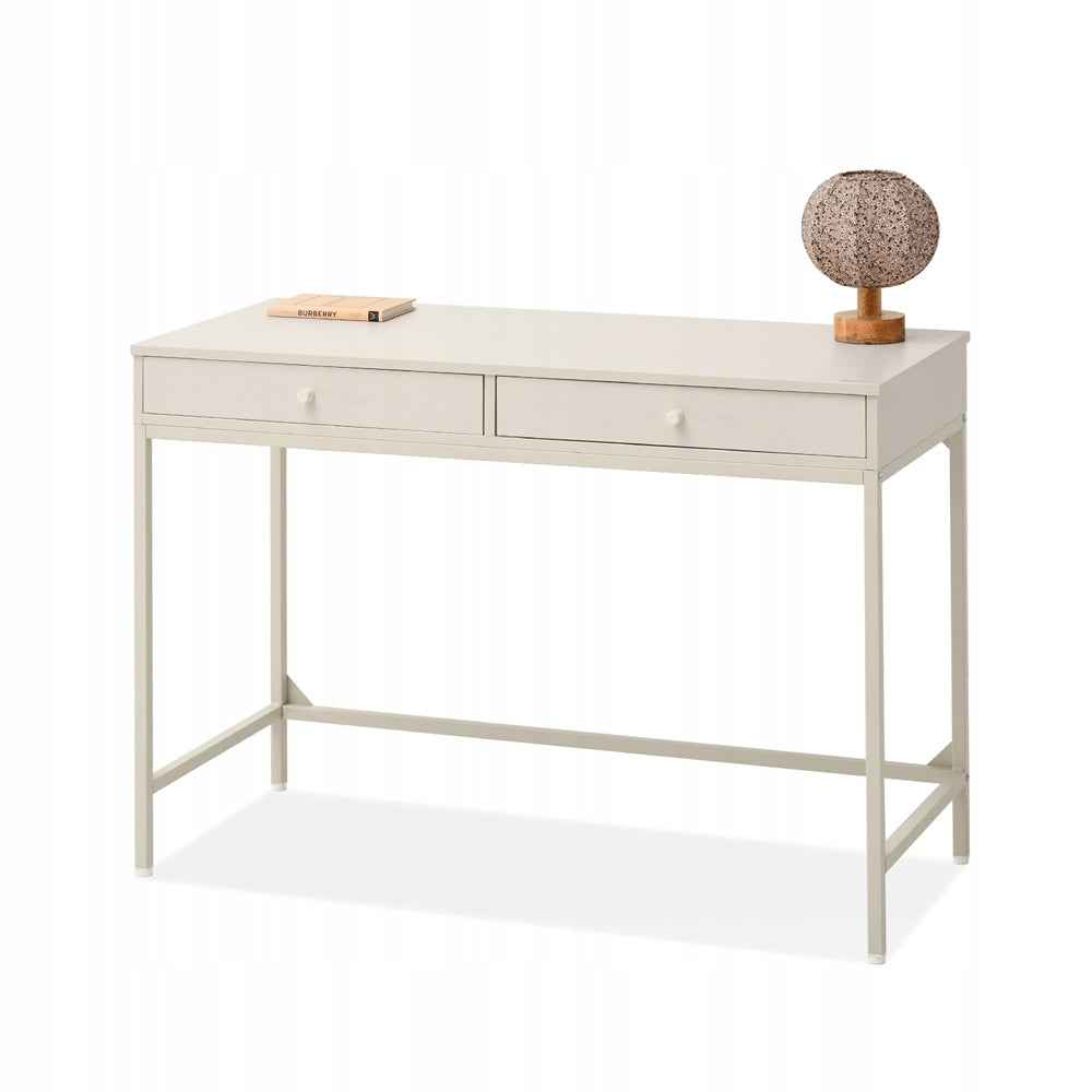 STYLISH CREAM DESK FOR HOME OFFICE TWO SPACIOUS DRAWERS KALAN CREAM