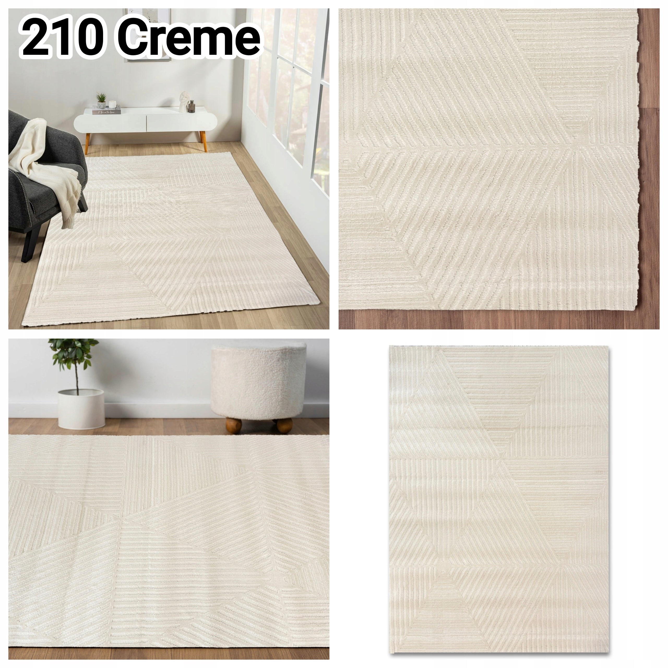STYLISH CREAM DURABLE LIVING ROOM RUG 120x170 PREMIUM GREY VARIOUS DESIGNS Thickness 12 mm