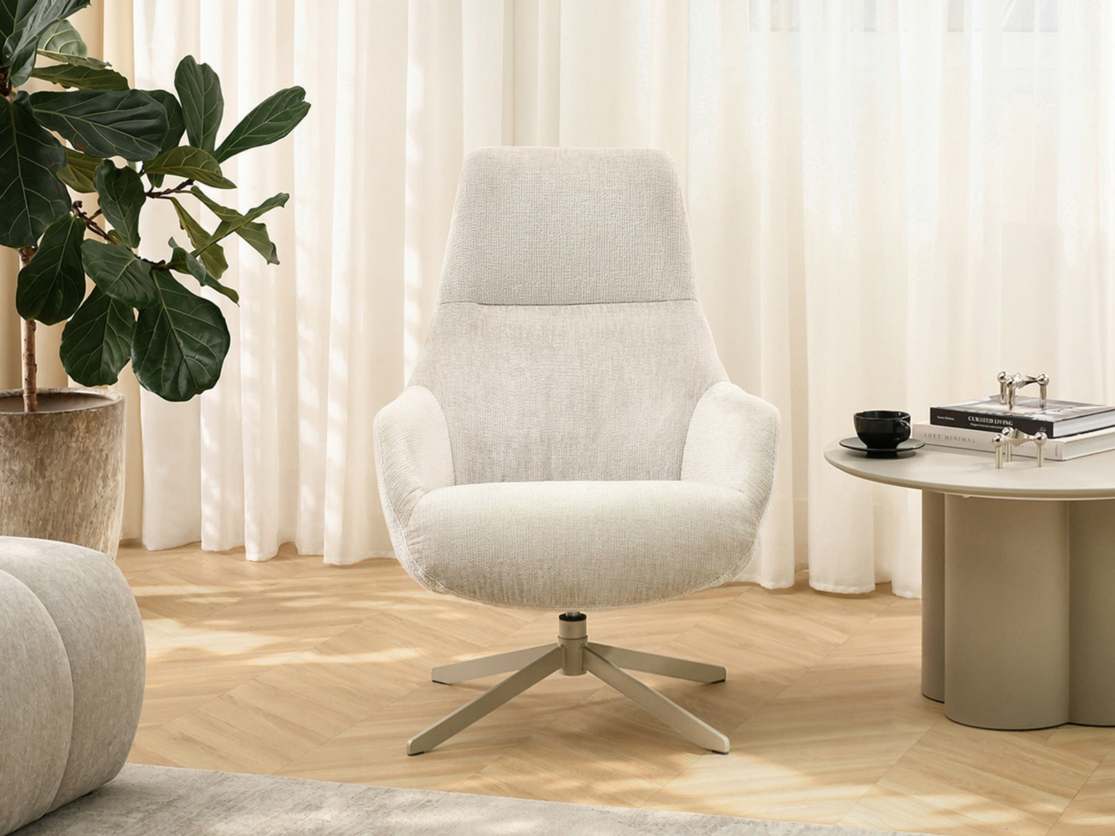 STYLISH LOUNGE CHAIR WITH HIGH BACKREST SWIVEL ARMANDO BEIGE Manufacturer code 5907698646600