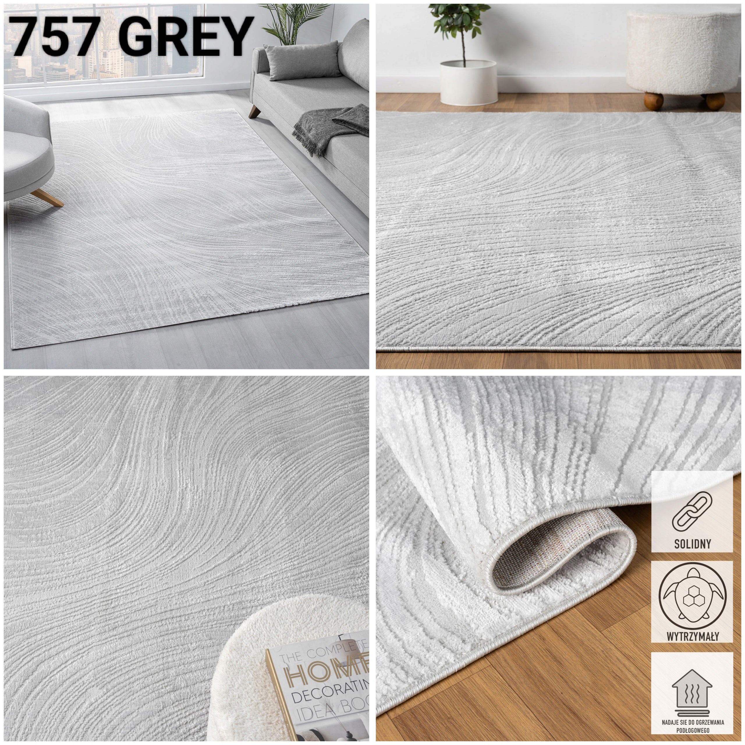 STYLISH MODERN DENSE CARPET 160x230 CREAM GREY VARIOUS DESIGNS FOR LIVING ROOM Color gray