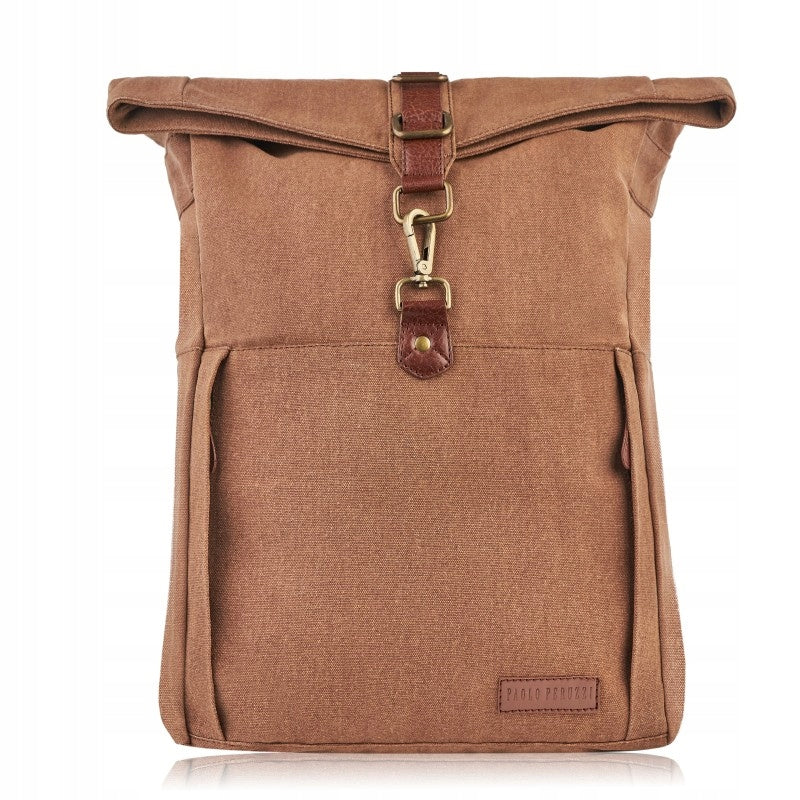 STYLISH ROOMY EFFECTIVE FASHIONABLE LARGE MEN'S BACKPACK VEGAN BROWN Packaging status original