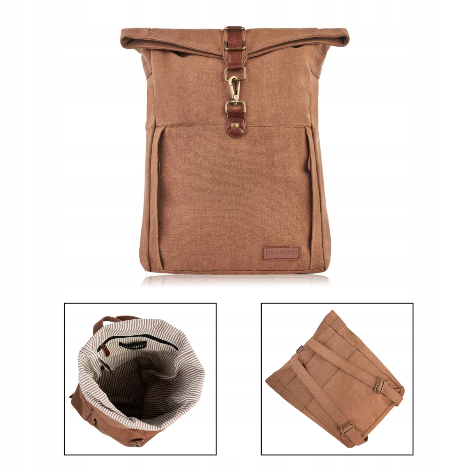 STYLISH ROOMY EFFECTIVE FASHIONABLE LARGE MEN'S BACKPACK VEGAN BROWN
