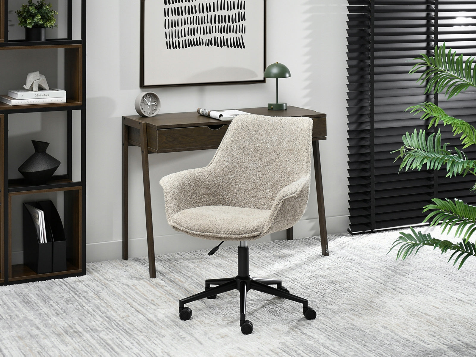 STYLISH SWIVEL DESK CHAIR WITH HEIGHT ADJUSTMENT OMAR BOUCLE BEIGE Manufacturer code 5907698643609