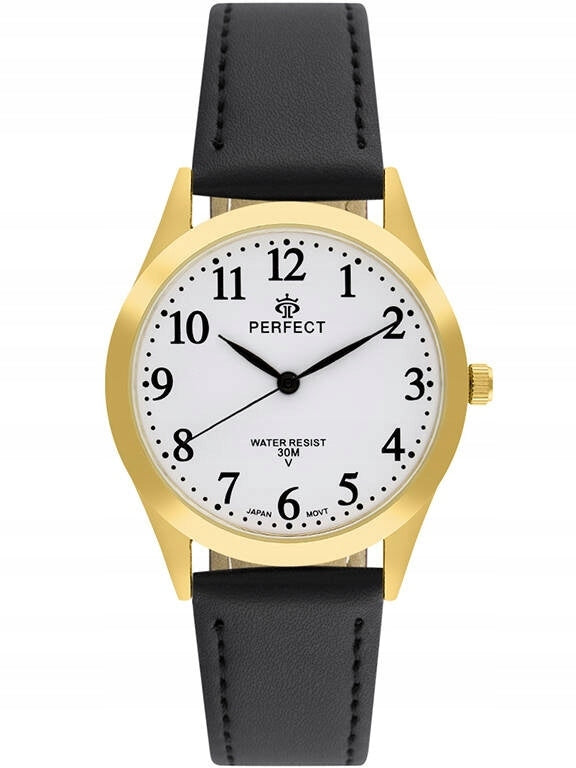 STYLISH WOMEN'S WATCH - GOLD CASE - BLACK LEATHER STRAP - PERFECT Packaging status original