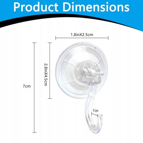 SUCTION CUP HOOKS FOR BATHROOM TRANSPARENT STRONG WITHOUT DRILLING 4 PCS. Manufacturer code Bez marki