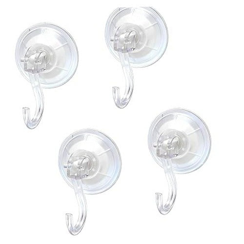 SUCTION CUP HOOKS FOR BATHROOM TRANSPARENT STRONG WITHOUT DRILLING 4 PCS.
