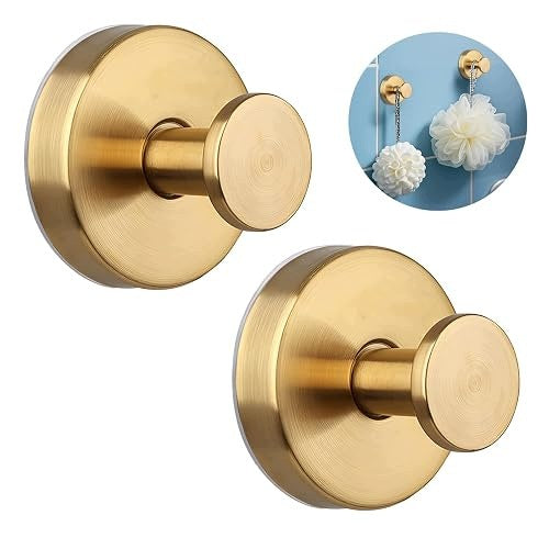 SUCTION CUP HOOKS GOLD BATHROOM TOWEL HOOKS SET OF 2 Brand no brand