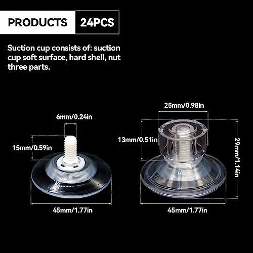 SUCTION CUPS WITH THREAD Ø 45 MM FOR AQUARIUM WHEEL COVERS 24 PCS FOR HOME Manufacturer code Bez marki