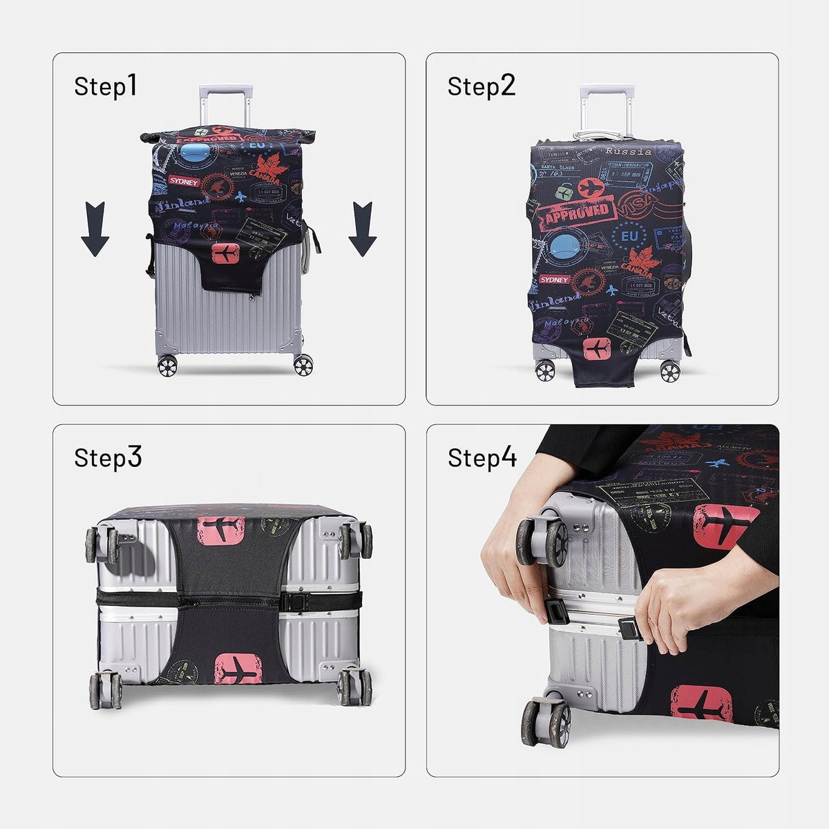 SUITCASE COVER ELASTIC LYCRA M 56-61CM ZIPPER Color transparent