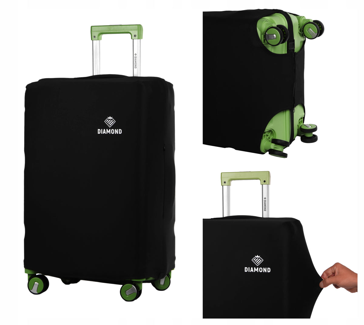 SUITCASE COVER MEDIUM M DIAMOND LUGGAGE PROTECTION DURABLE Color black