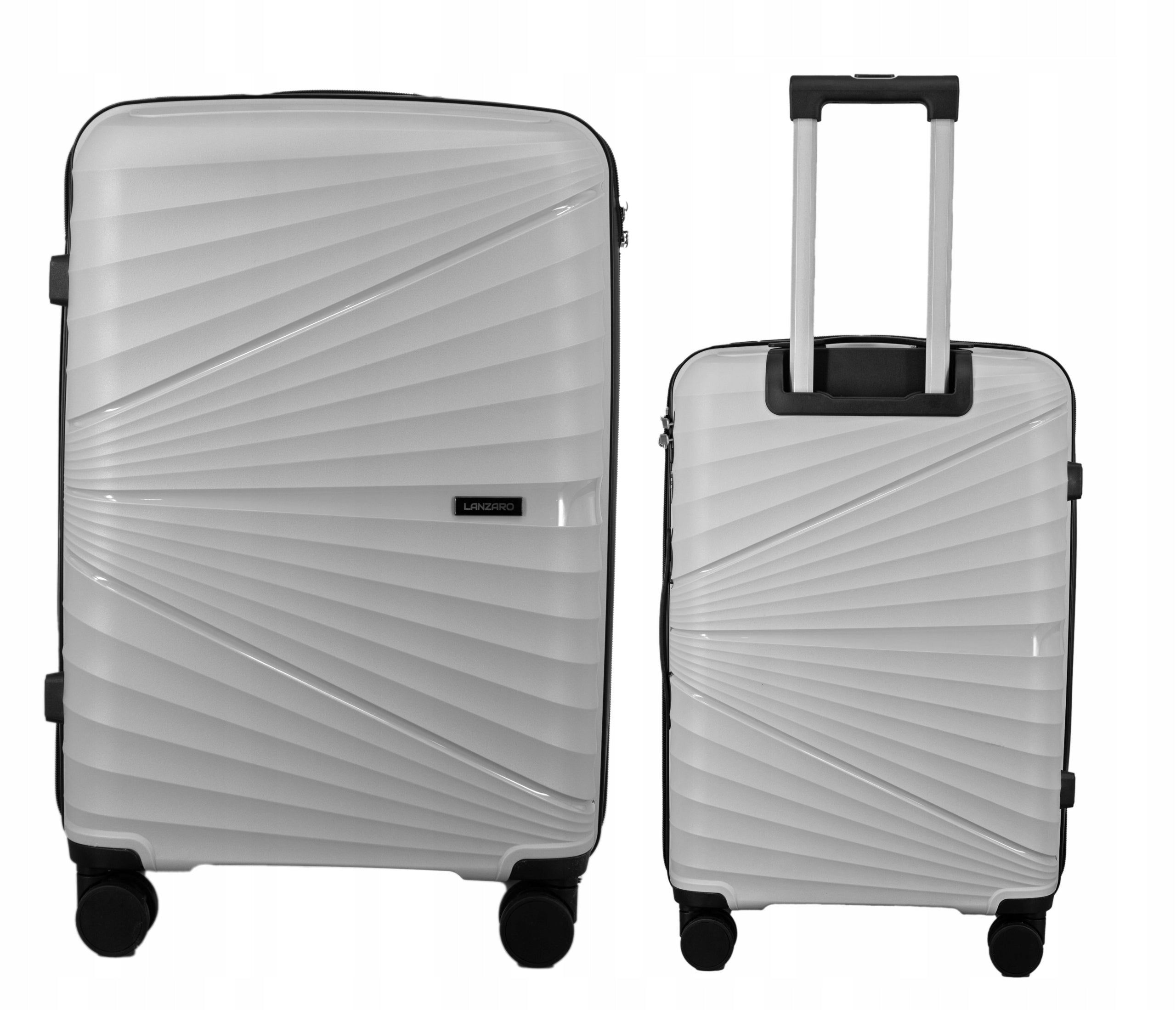 SUITCASE LARGE PP TRAVEL ON WHEELS LIGHT LUGGAGE POLYPROPYLENE TSA GREY 89L