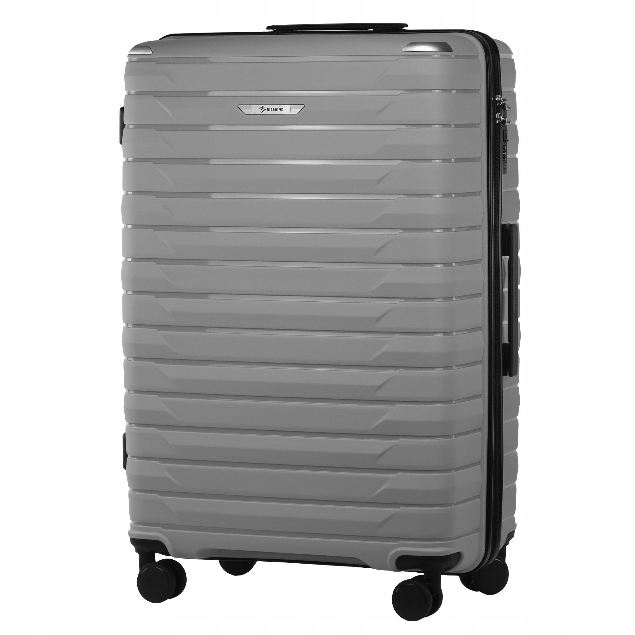 SUITCASE LARGE TRAVEL MADE OF POLYPROPYLENE LUGGAGE DIAMOND SILVER XL 28" P420