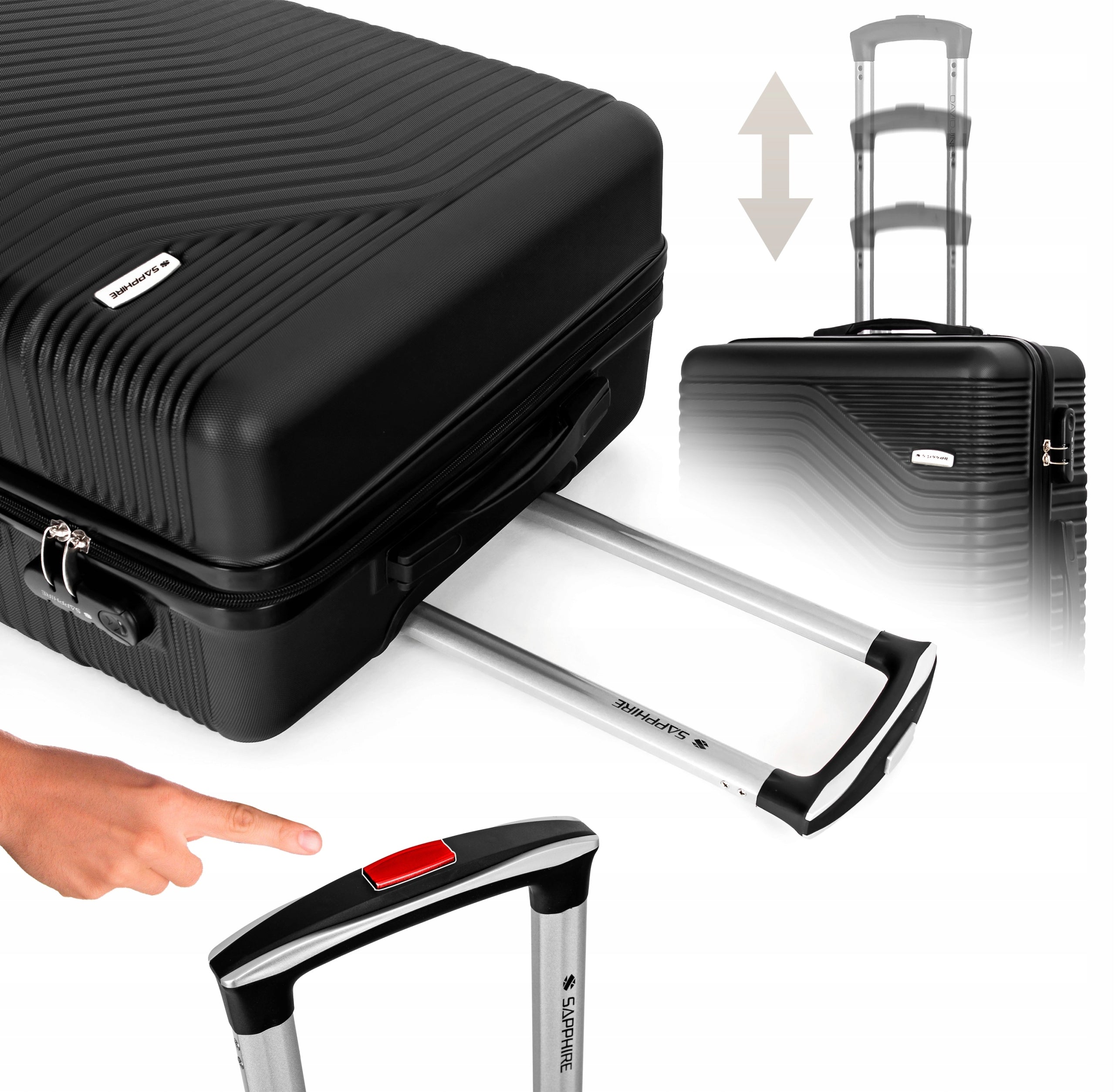 SUITCASE LARGE TRAVEL ON WHEELS LUGGAGE with ABS strong CIPHER XXL Sapphire DUO Brand Sapphire