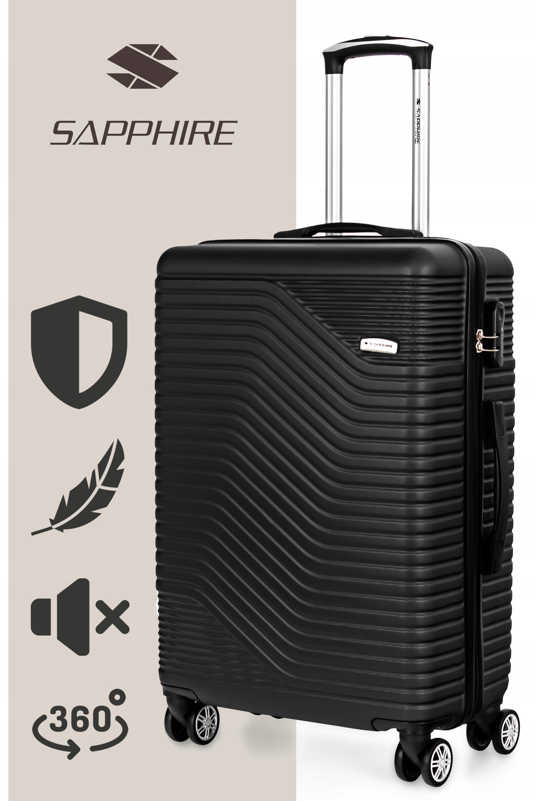 SUITCASE LARGE TRAVEL ON WHEELS LUGGAGE with ABS strong CIPHER XXL Sapphire DUO EAN (GTIN) 5903228928406