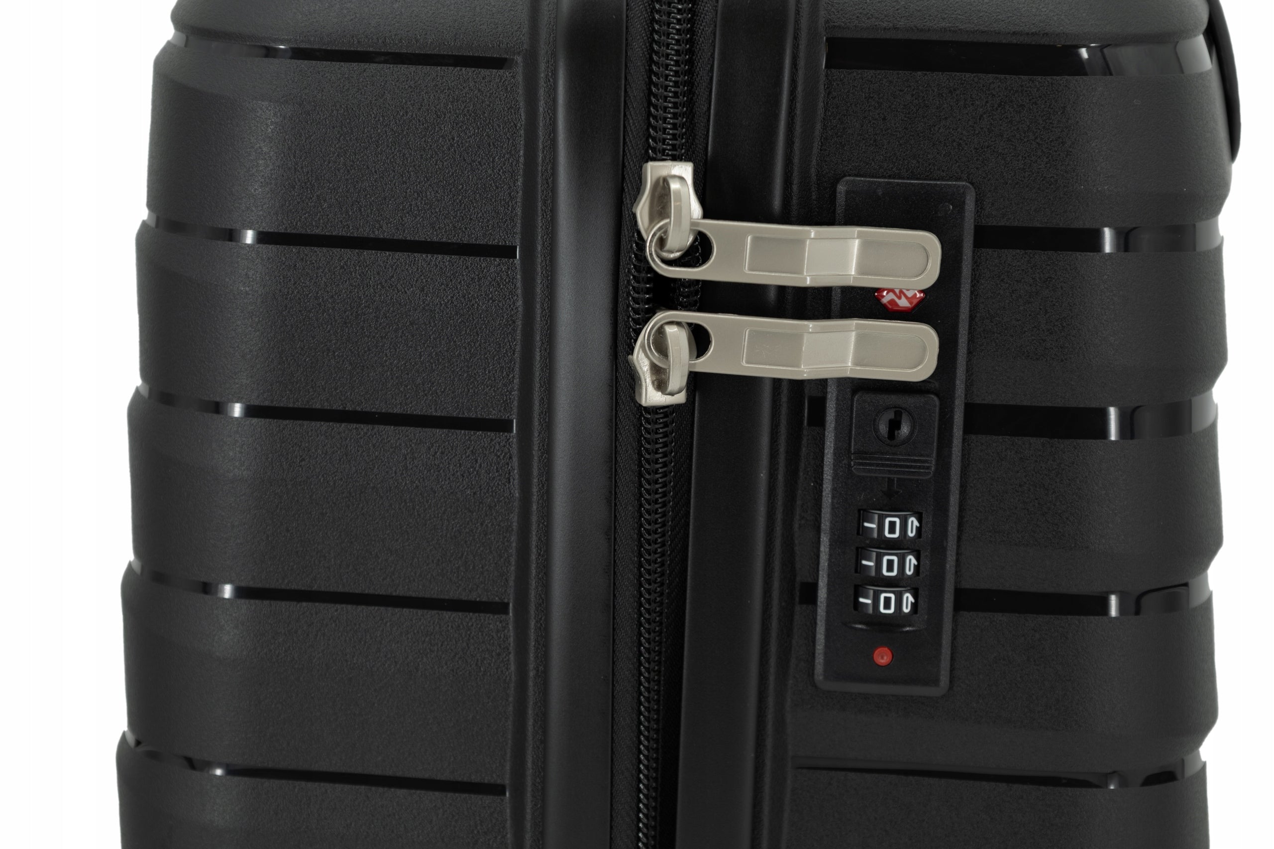 SUITCASE LARGE TRAVEL WHEELS LIGHT LUGGAGE POLYPROPYLENE TSA LANZARO BLACK 91L Model PP019