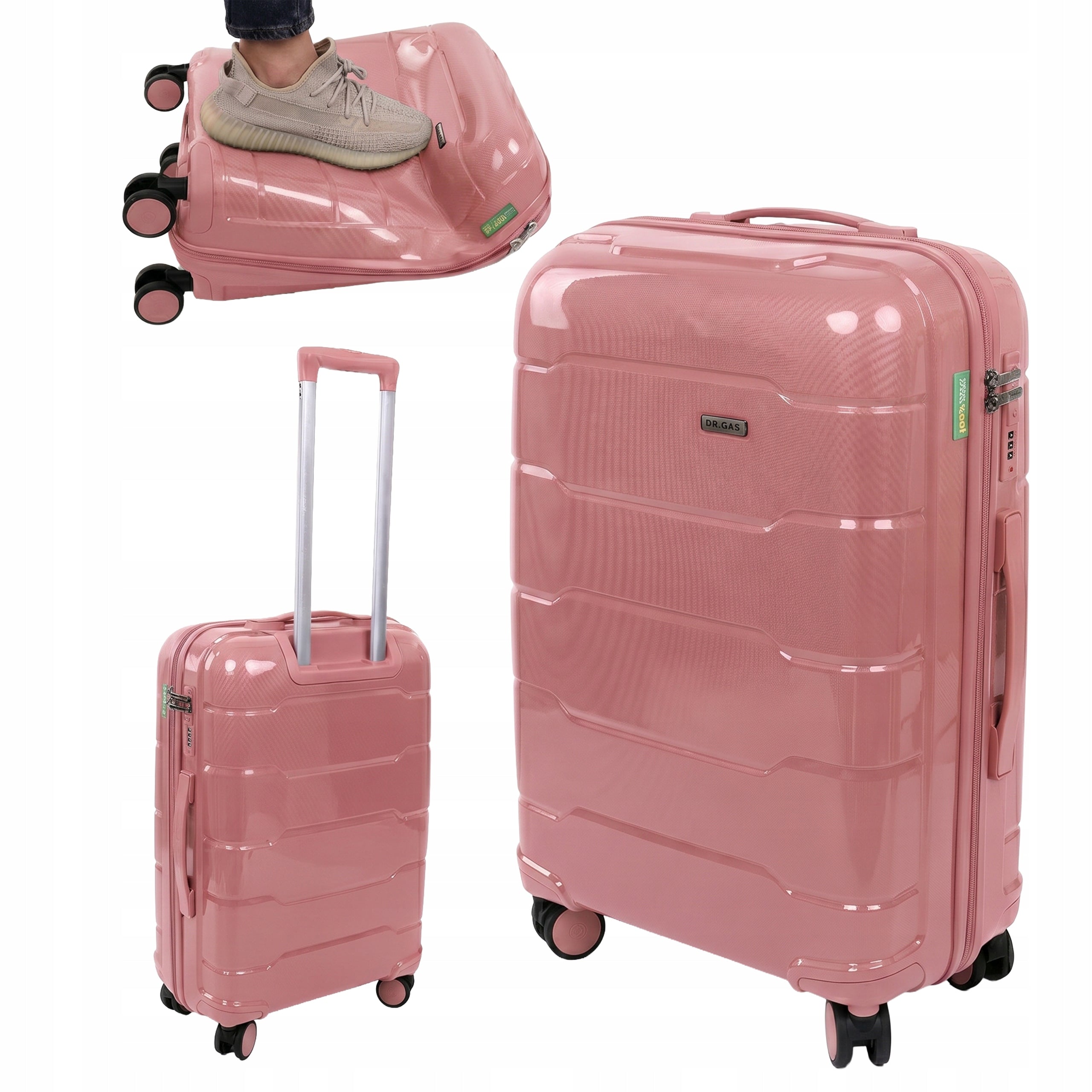 SUITCASE LARGE XXL INDESTRUCTIBLE LUGGAGE DOUBLE WHEELS POLYPROPYLENE