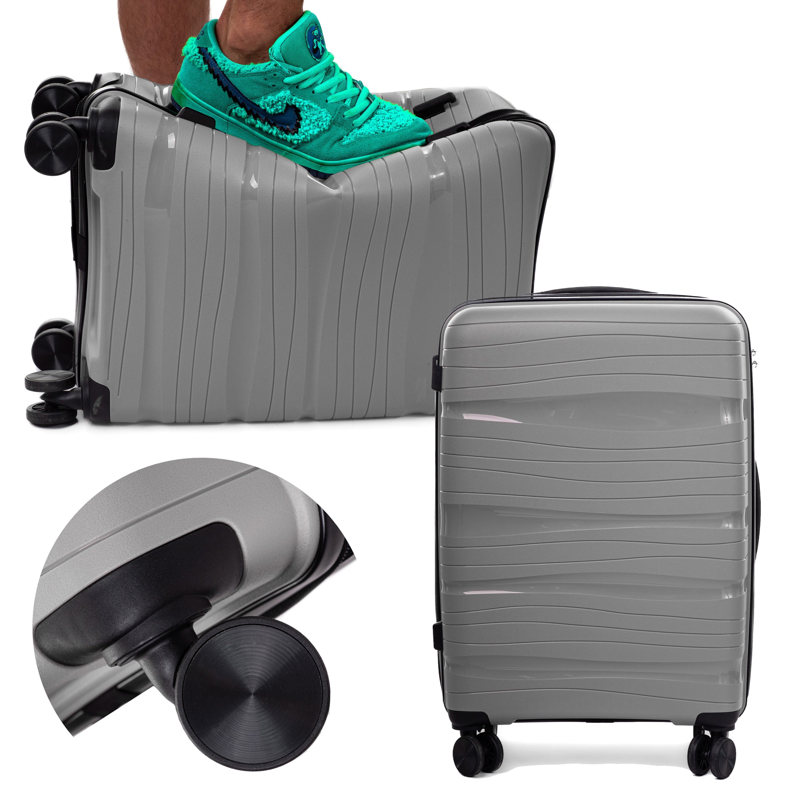 SUITCASE LARGE XXL INDESTRUCTIBLE RGL DOUBLE WHEELS POLYPROPYLENE LUGGAGE