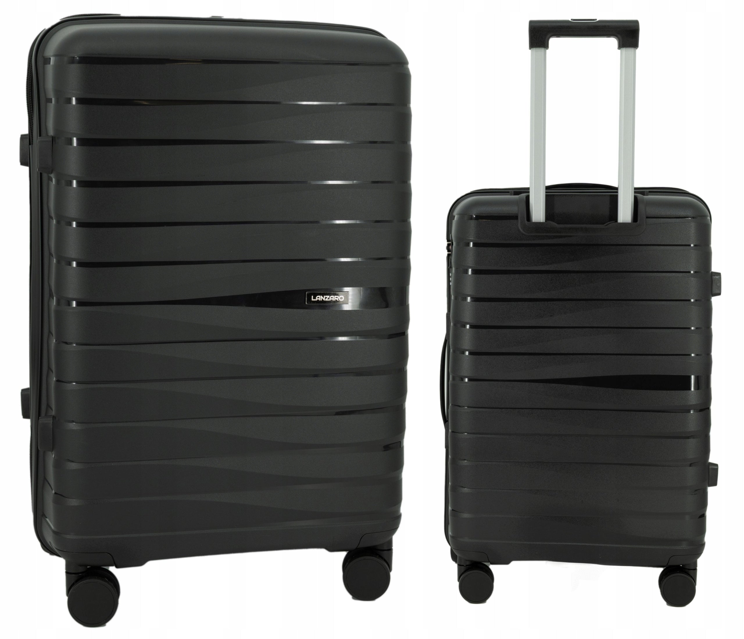 SUITCASE MEDIUM INDESTRUCTIBLE POLYPROPYLENE LIGHT LUGGAGE TSA LANZARO GRAPHITE Brand LANZARO