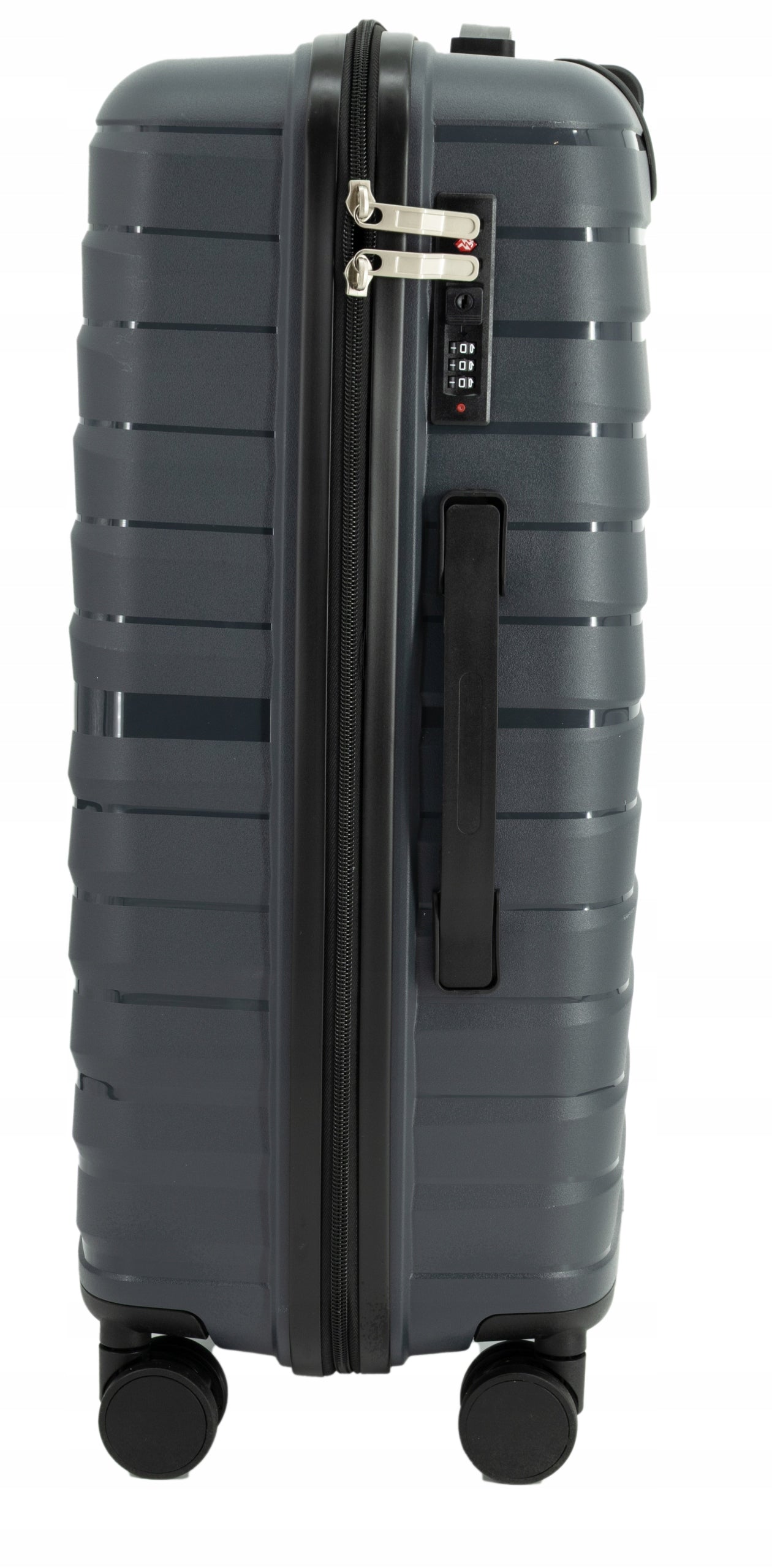 SUITCASE MEDIUM INDESTRUCTIBLE POLYPROPYLENE LIGHT LUGGAGE TSA LANZARO GRAPHITE Width (longer edge) 42 cm