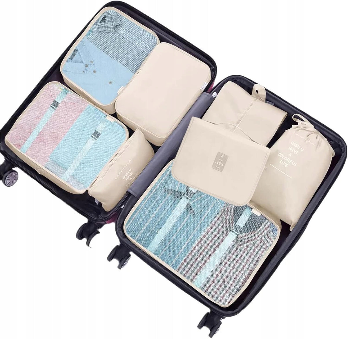 SUITCASE ORGANIZER 8 PIECES TRAVEL CUBES BEIGE Manufacturer code 5905264695625