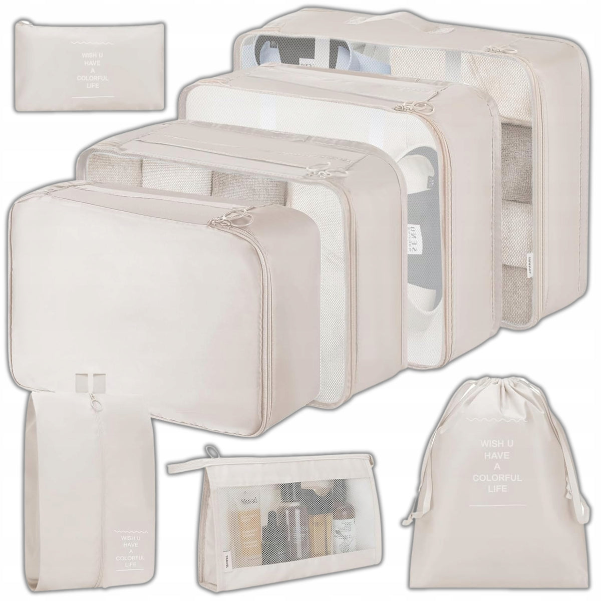 SUITCASE ORGANIZER SET TRAVEL ORGANIZERS WARDROBES CLOTHES SET OF 8PCS