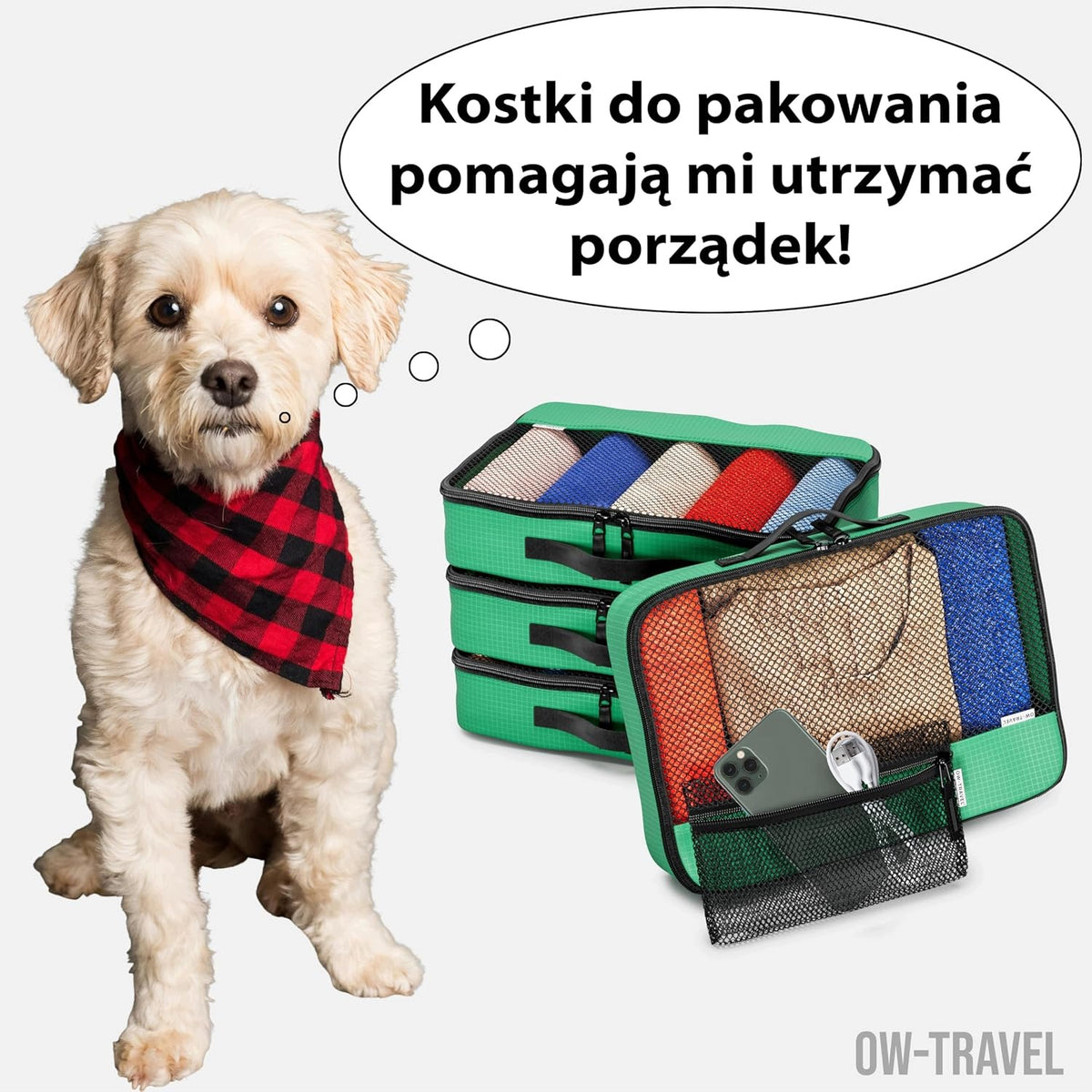 SUITCASE ORGANIZERS 4 PIECES MEDIUM TRAVEL SET GREEN Color green