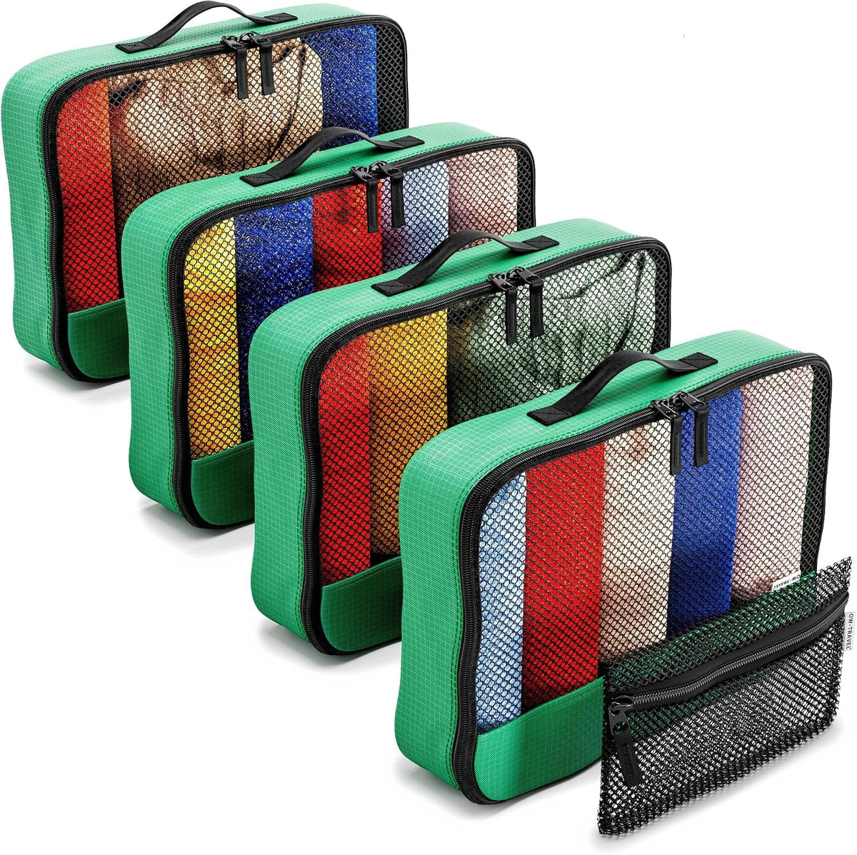SUITCASE ORGANIZERS 4 PIECES MEDIUM TRAVEL SET GREEN