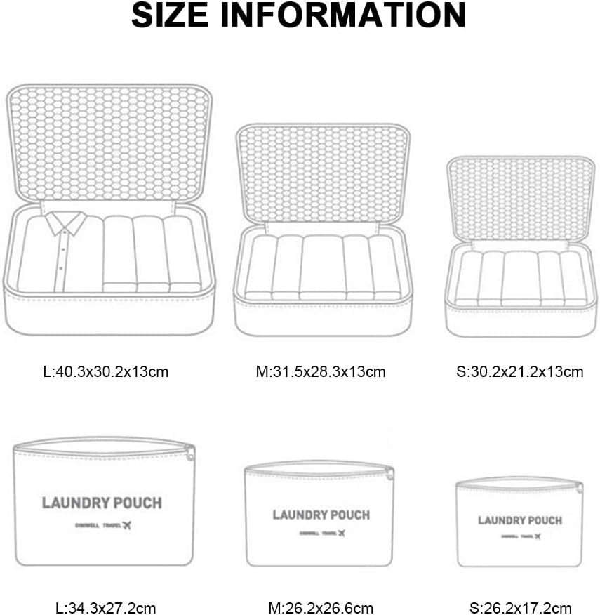 SUITCASE ORGANIZERS 8 PIECES TRAVEL CUBES COMPRESSION BAGS FOR SHOES Packaging status original