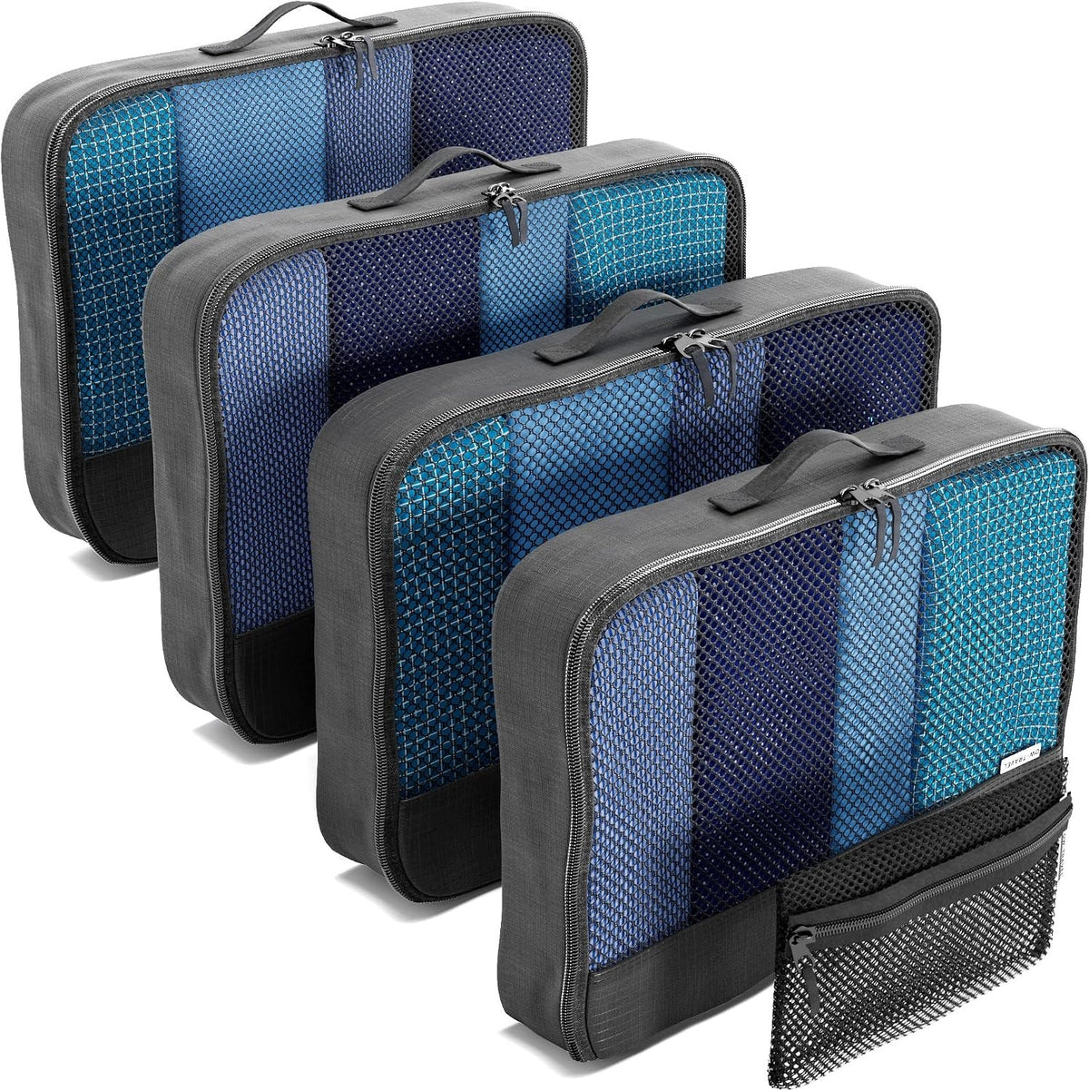 SUITCASE ORGANIZERS SET OF 4+1 CLOTHES BLACK COMPRESSION