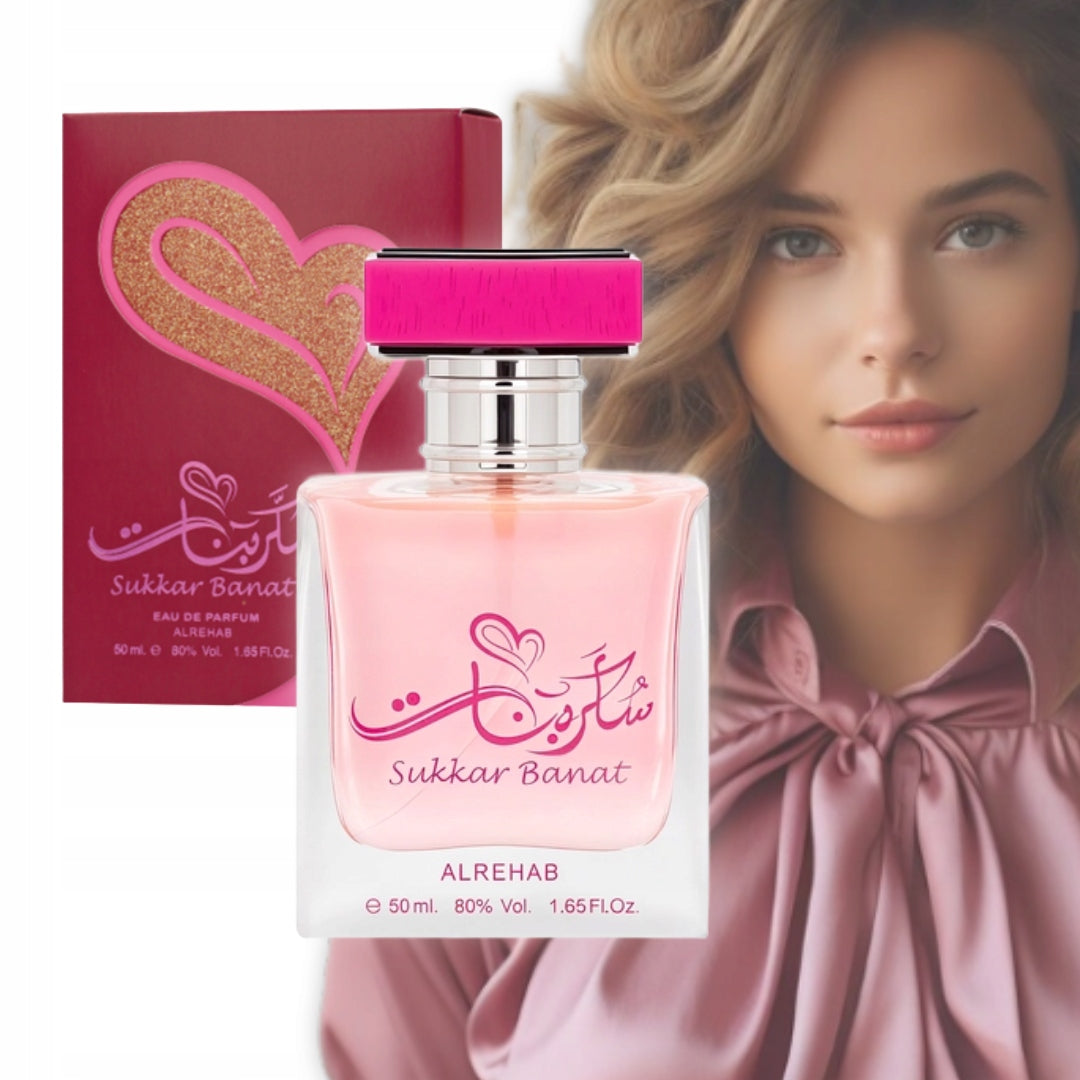 SUKKAR BANAT PERFUME ARABIC SWEET FRUITY FLORAL 50 ml AL REHAB EDP Packaging status original