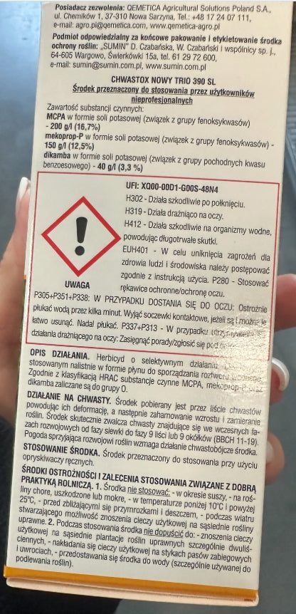 SUMIN Chwastox Newly TRIO 390SL herbicidal 100 ml Manufacturer code 188099