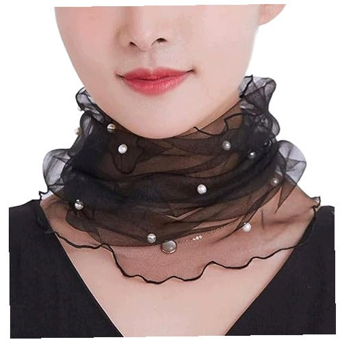 SUMMER LACE SCARF FOR WOMAN BEADED COLLAR BREATHABLE