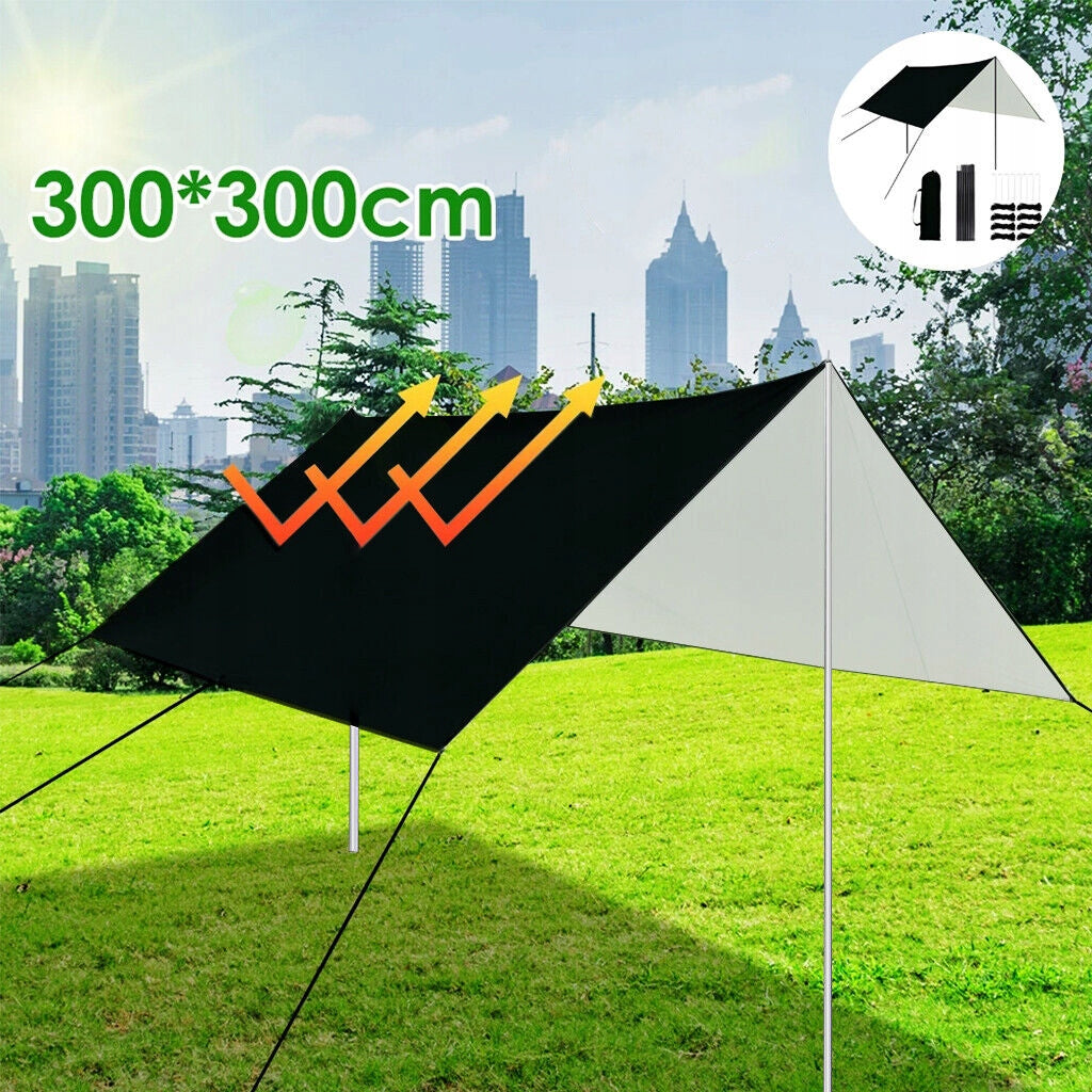SUN CAMPING AND TOURIST TARPAULIN WATERPROOF 3m * 3m + MAST WATERPROOF Packaging status original
