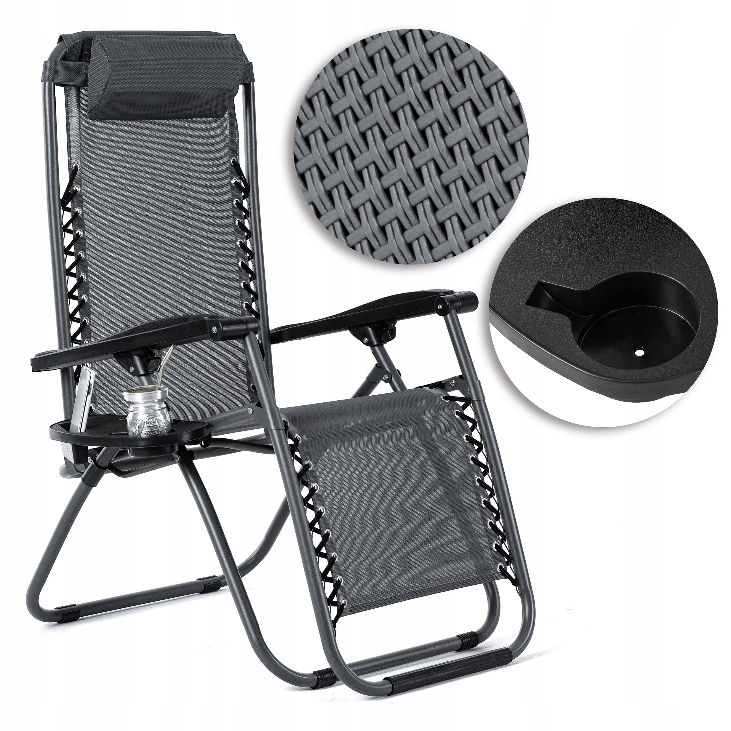 SUN LOUNGER 2PCS BEACH FOLDING GRAVITY GARDEN CHAIR Brand Eurohit Garden