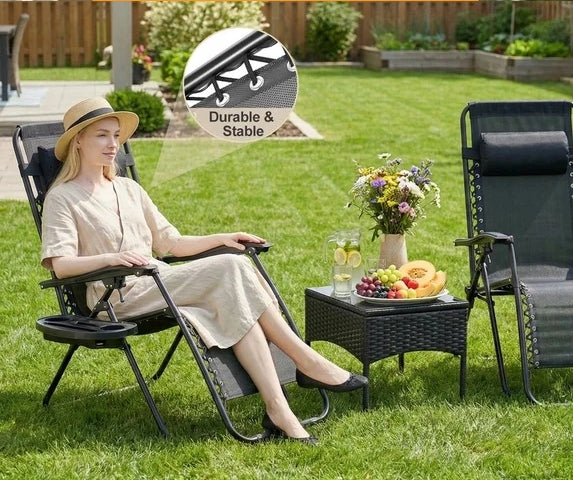 SUN LOUNGER BEACH CHAIR FOLDING ZERO GRAVITY FOR SWIMMING POOL TERRACE BALCONY Color gray