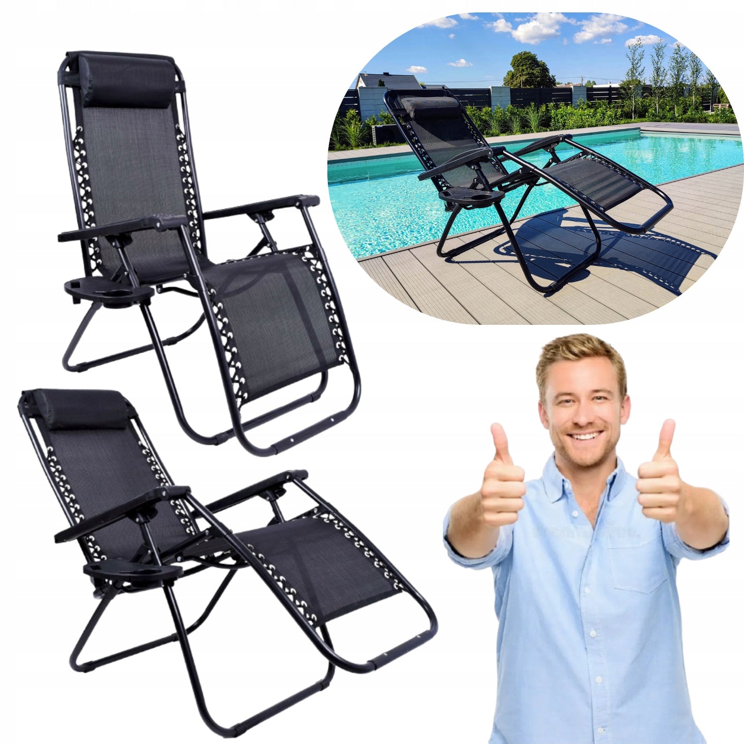 SUN LOUNGER FOLDING BEACH CHAIR ZERO GRAVITY ORION CAMPING CHAIR