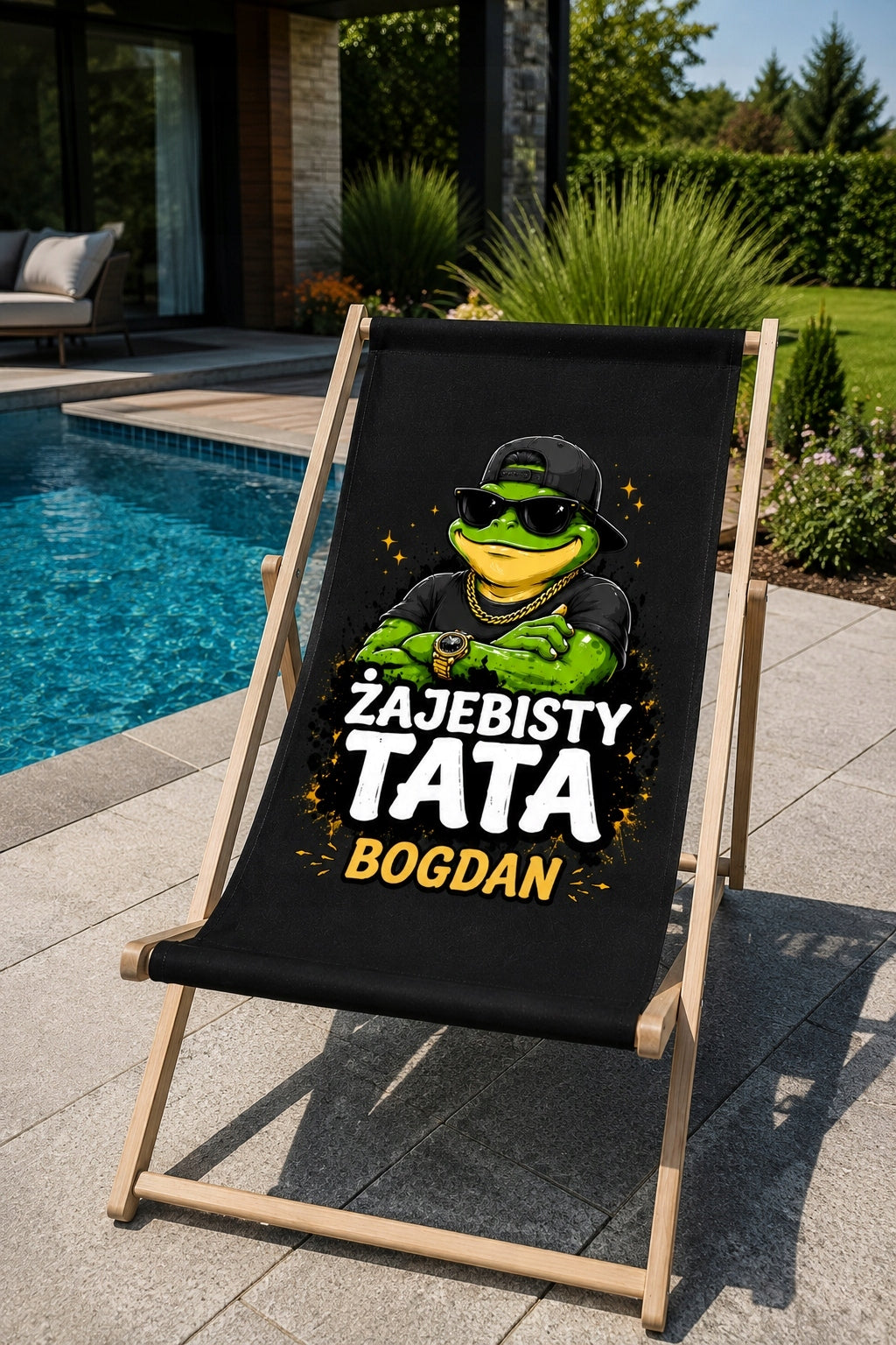 SUN LOUNGER FOR DAD WOODEN FROG DAD FATHER'S DAY DAD GIFT Manufacturer code LEZAK_TATA_1