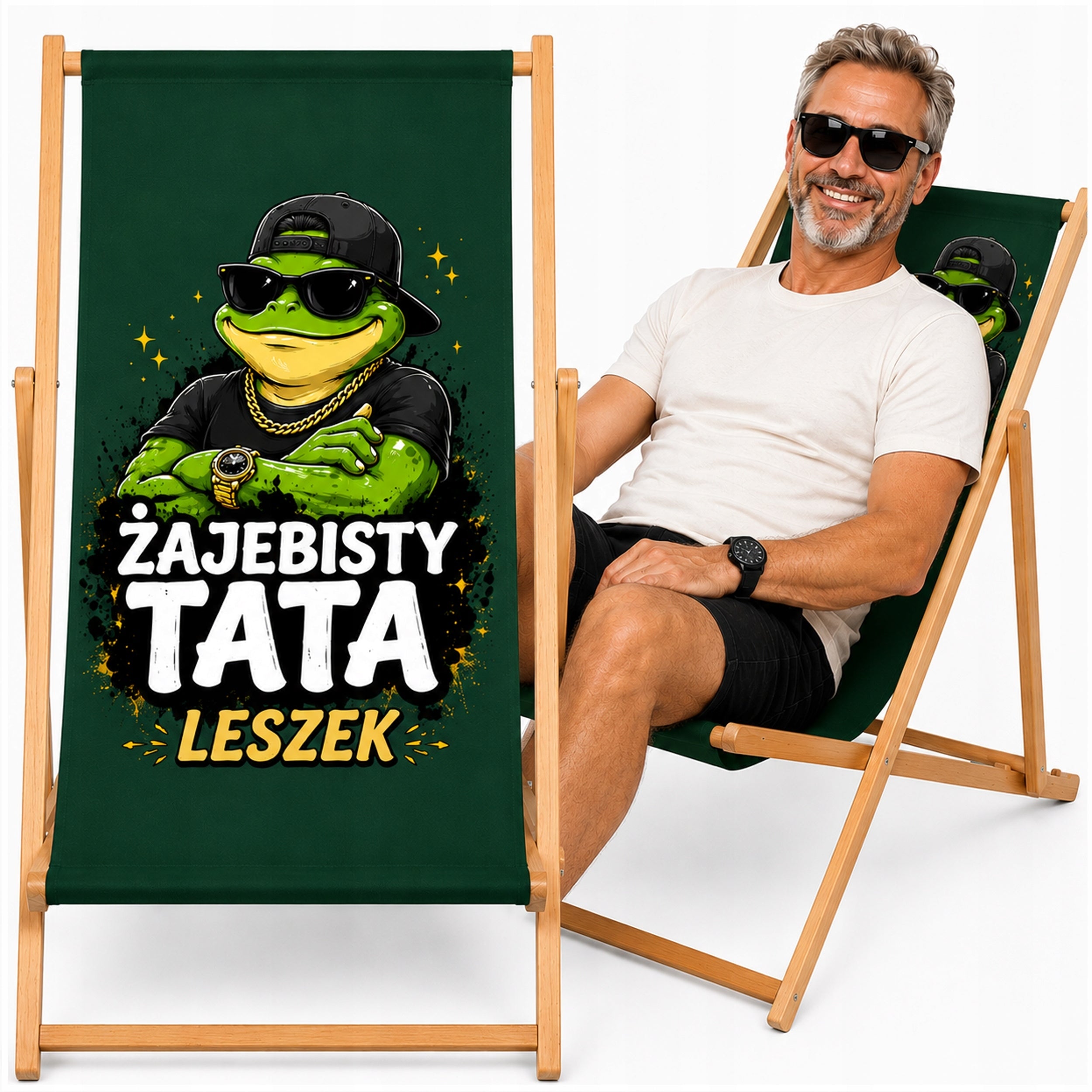 SUN LOUNGER FOR DAD WOODEN FROG DAD FATHER'S DAY DAD GIFT Packaging status original