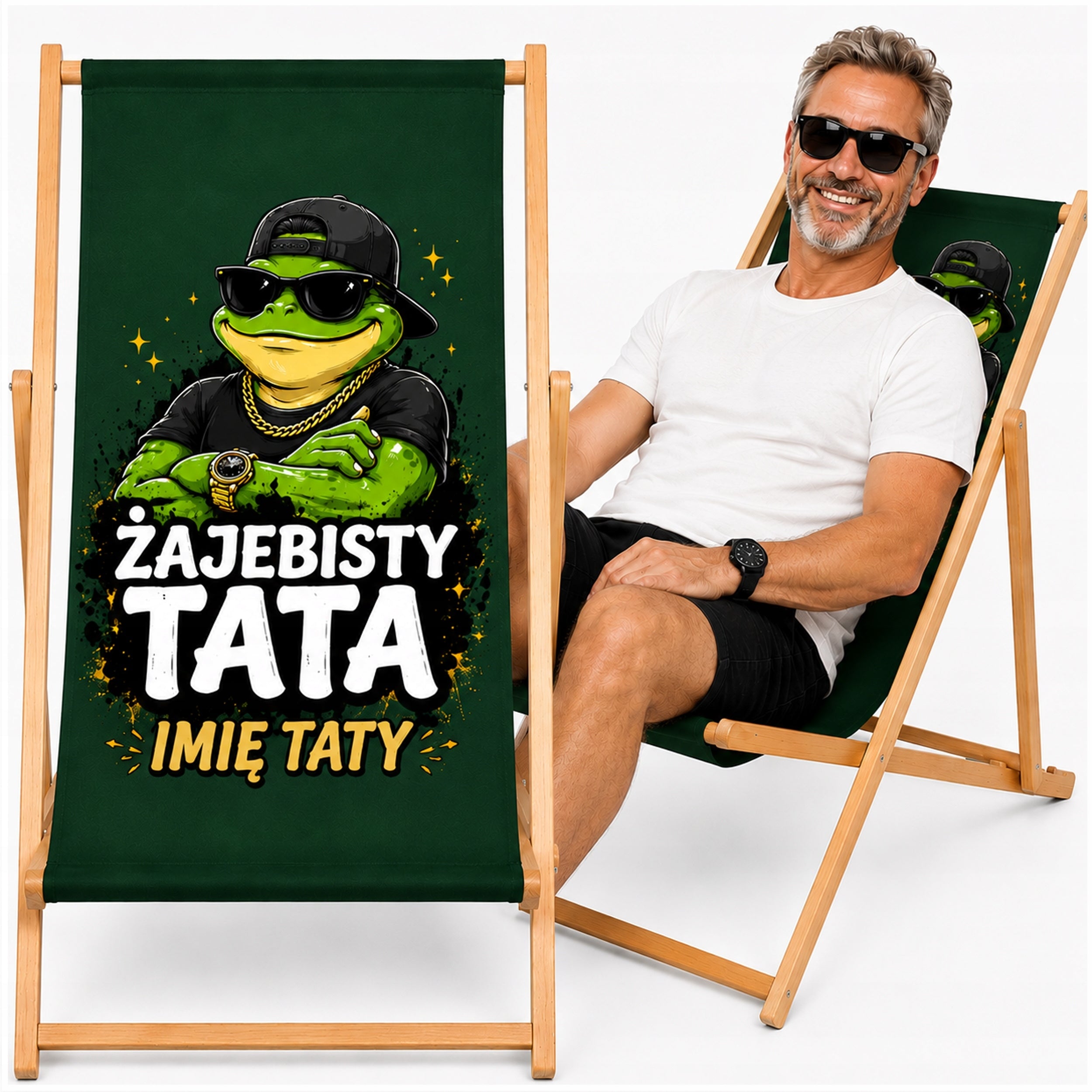 SUN LOUNGER FOR DAD WOODEN FROG DAD FATHER'S DAY DAD GIFT