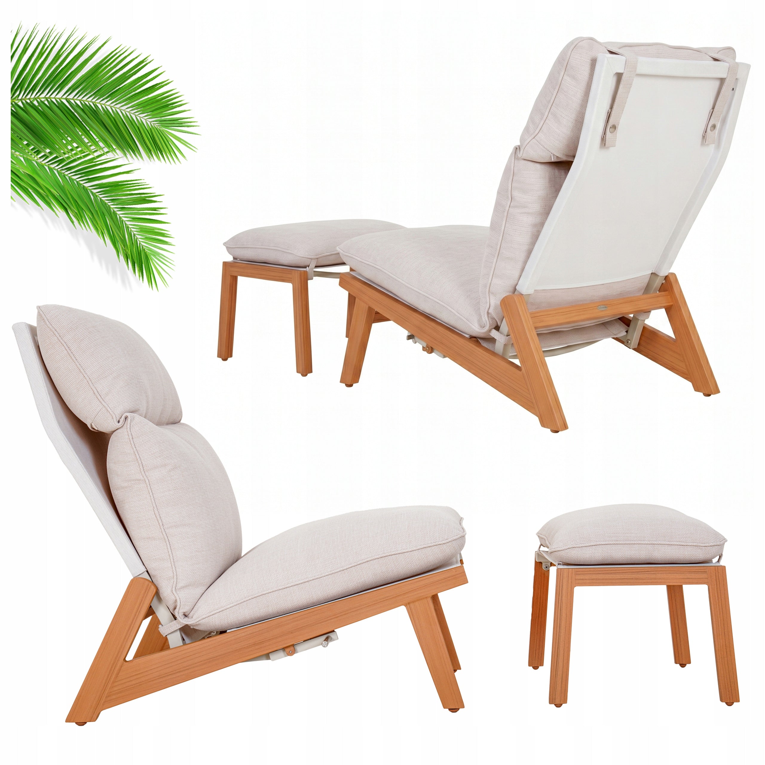 SUN LOUNGER GARDEN ARMCHAIR WITH FOOTREST COMFORTABLE ADJUSTMENT CUSHION TERRACE BALCONY