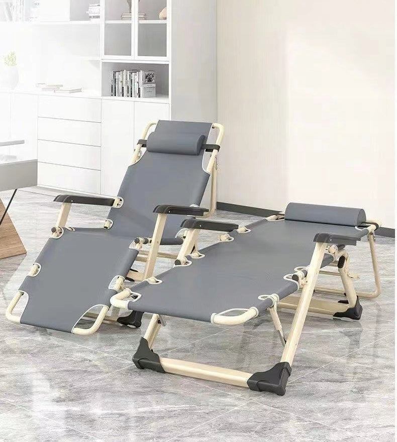 SUN LOUNGER GARDEN CHAIR HIKING BEACH CUSHION FOLDING COMFORTABLE STRONG Color gray