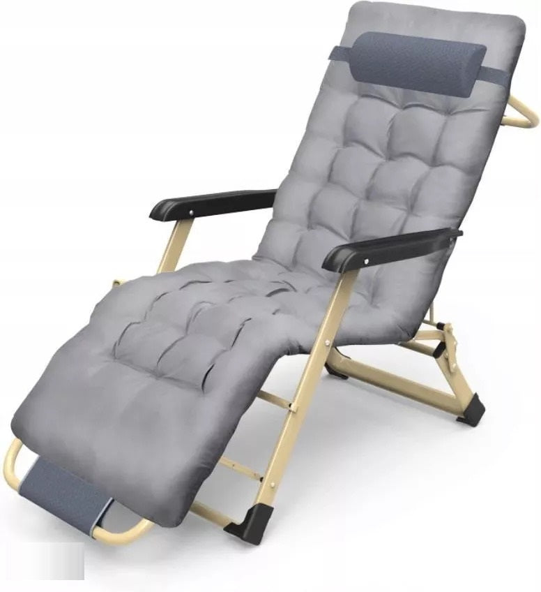 SUN LOUNGER GARDEN CHAIR HIKING BEACH CUSHION FOLDING COMFORTABLE STRONG Length (longer side) 193 cm