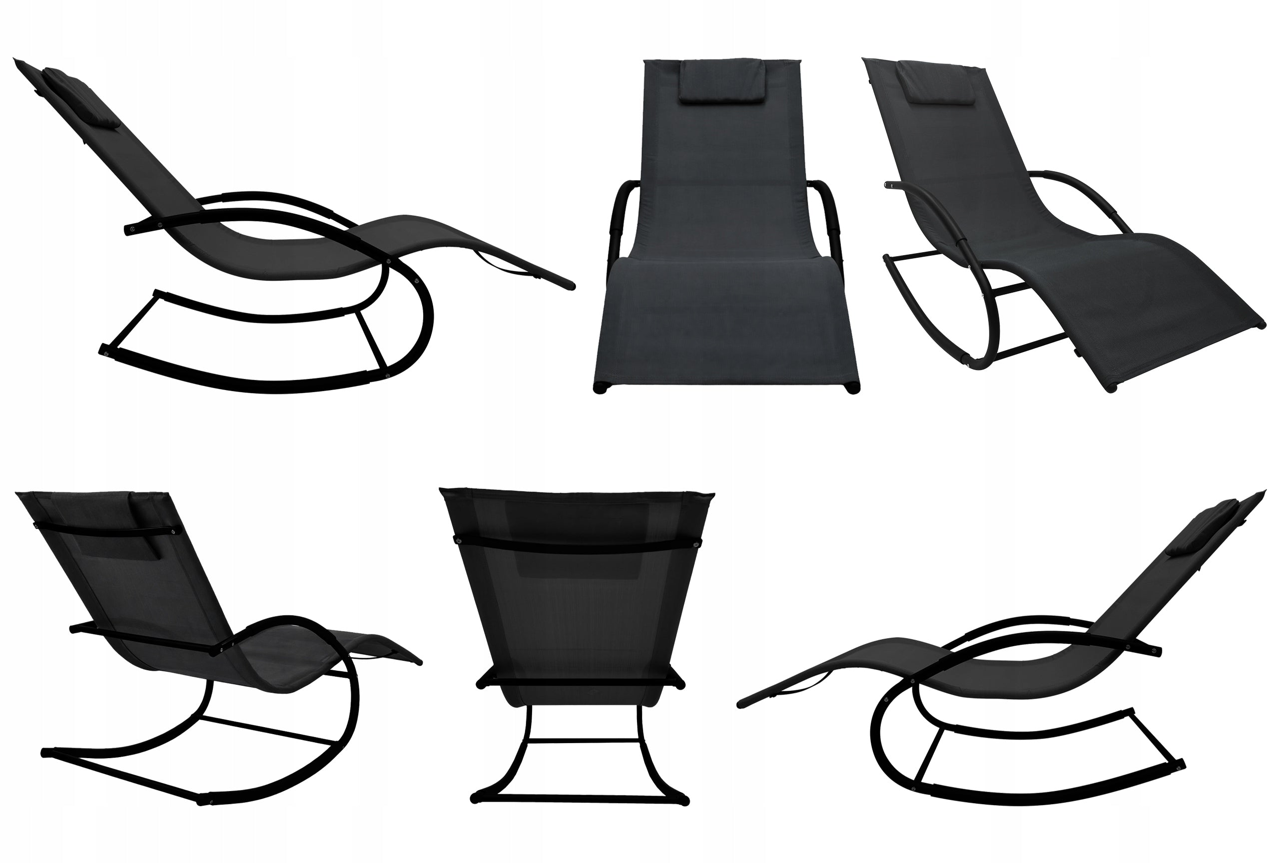 SUN LOUNGER GARDEN ROCKING CHAIR MODERN COUCH ZERO GRAVITY ROCKY BLACK Manufacturer code 5.10.27513