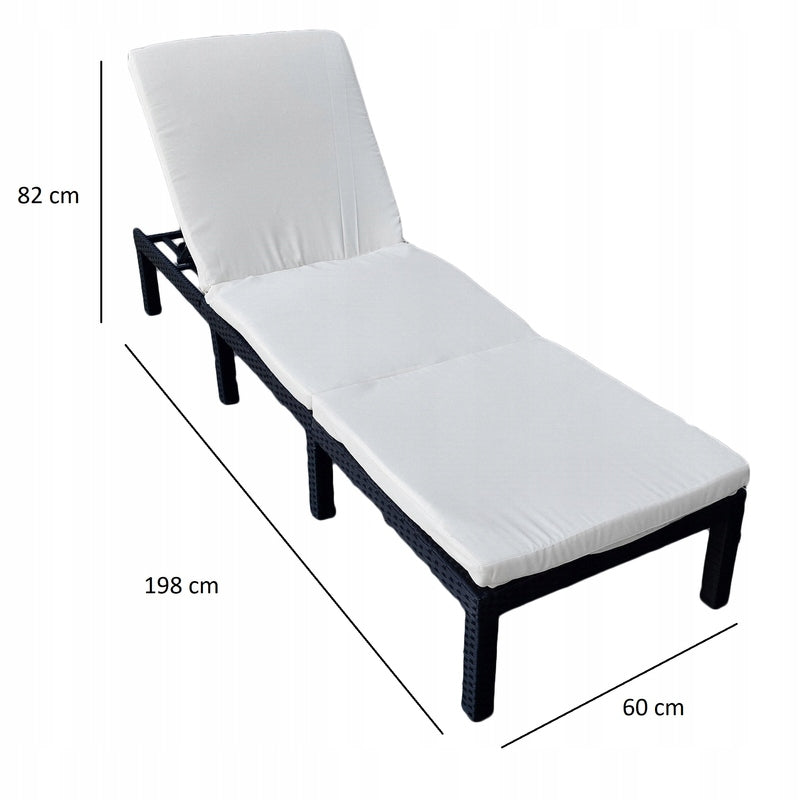 SUN LOUNGER POLY RATTAN ADJUSTABLE BACKREST MATTRESS BED Brand Wideshop