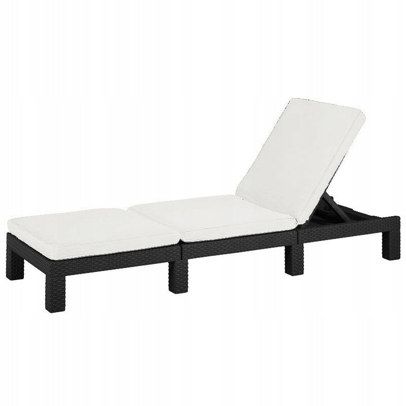 SUN LOUNGER POLY RATTAN ADJUSTABLE BACKREST MATTRESS BED