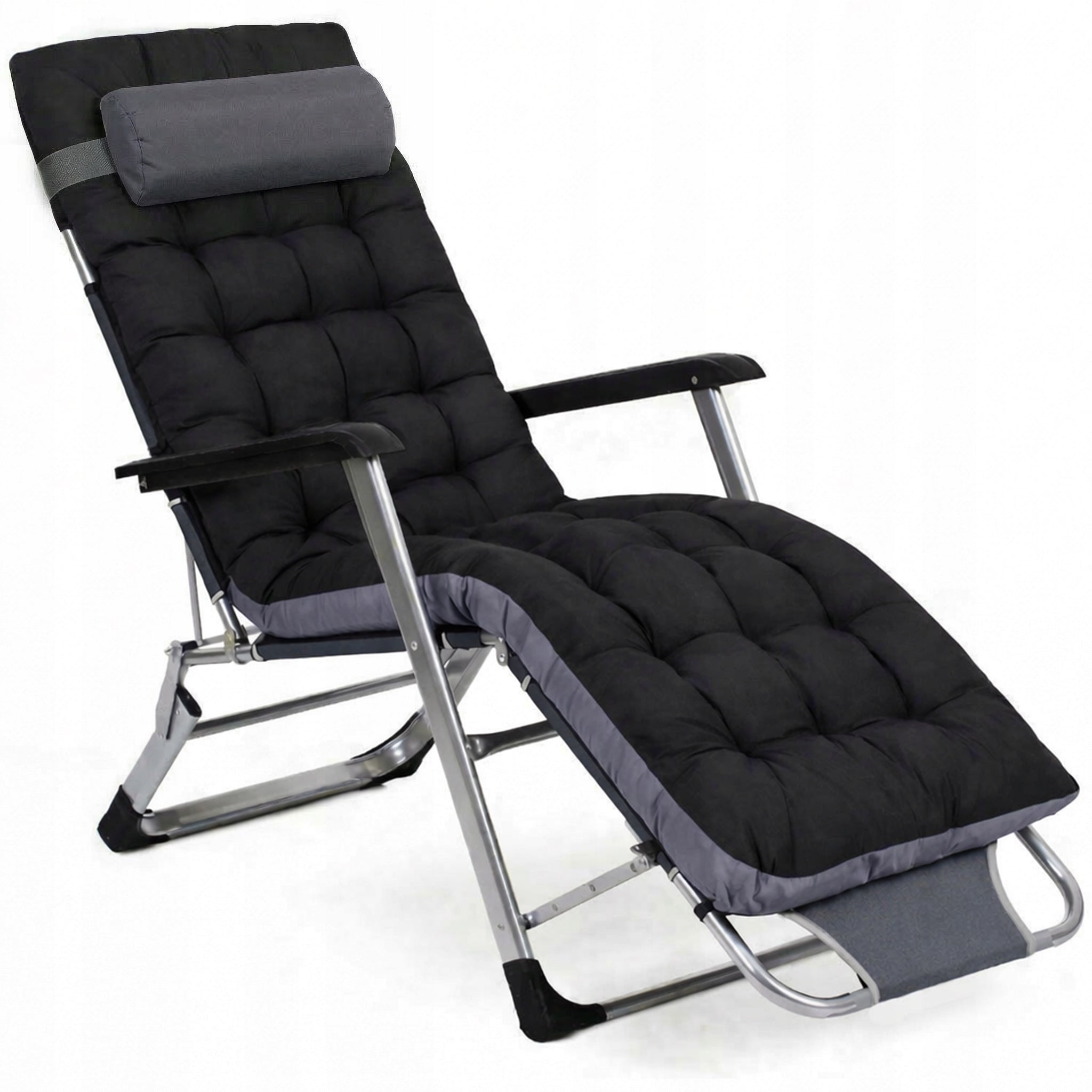 SUN LOUNGER WITH DOUBLE-SIDED CUSHION GARDEN CHAIR FOLDING LIGHT BEACH CHAIR Kind sunbed