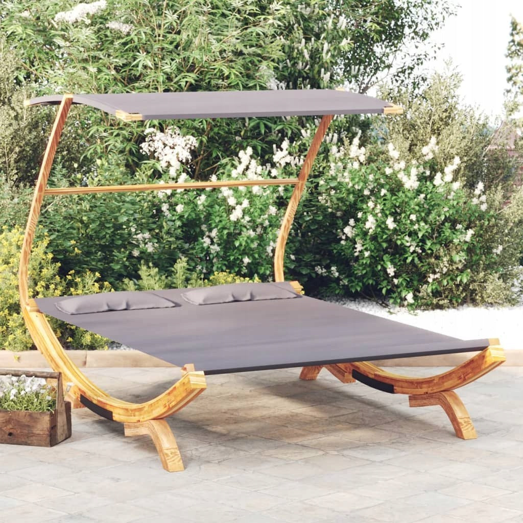 SUN LOUNGER WITH ROOF 165X203X138CM BENT ANTHRACITE WOOD Packaging status original